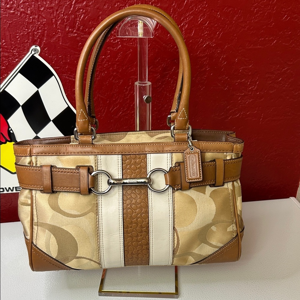 Coach Brown and Cream Shoulder Bag